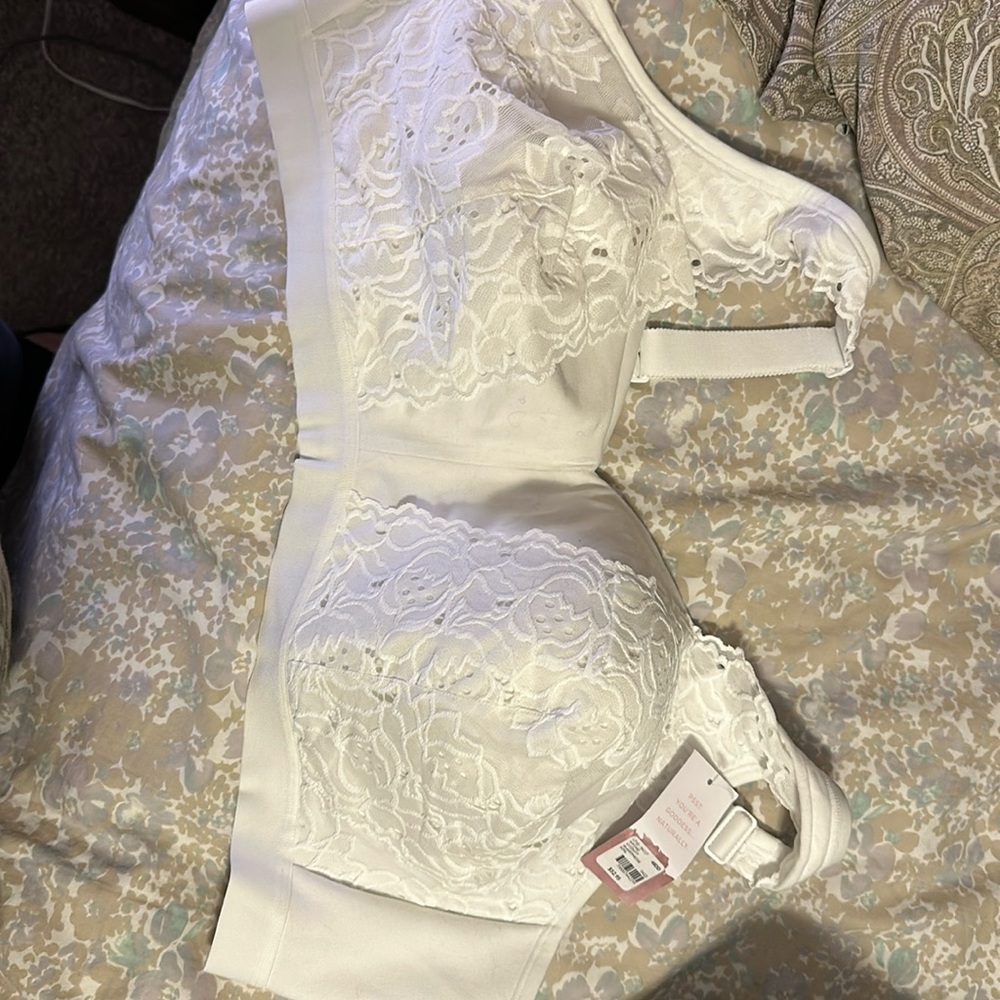 New white eyelet bra